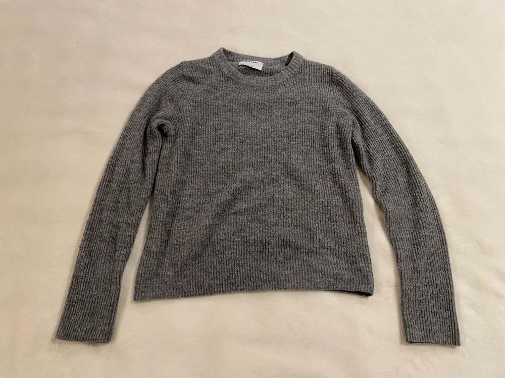 Old Navy Women's Gray Ribbed Crewneck Long Sleeve Pullover Sweater